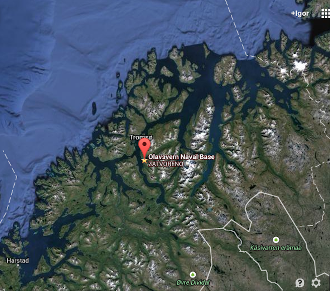 Lokacija baze Olavsvern u norveškom arktičkom krugu
