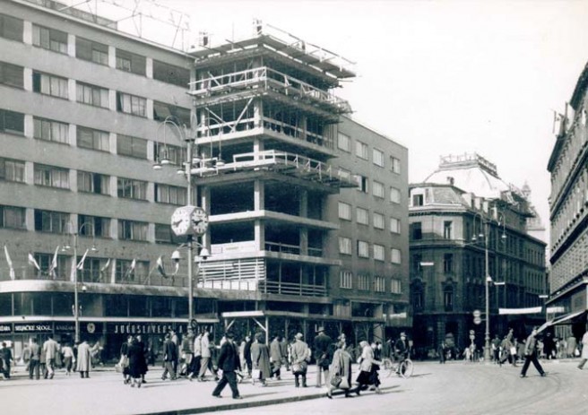 Ilički neboder u izgradnji 1957. - 1958.