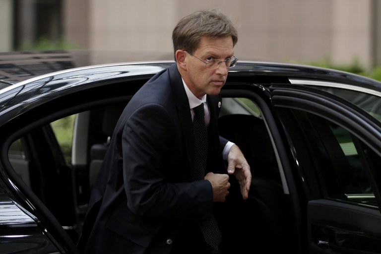 Slovenian Prime Minister Miro Cerar arrives at the European Union (EU) headquarters in Brussels on July 7, 2015 for an emergency EU summit after Greeks defiantly voted 'No' to further austerity. The Greek prime minister is to face his 18 eurozone counterparts as the country's economy gasps for air, with banks closed until at least July 9 amid fears the Greek financial system is imploding.  AFP PHOTO / KENZO TRIBOUILLARD