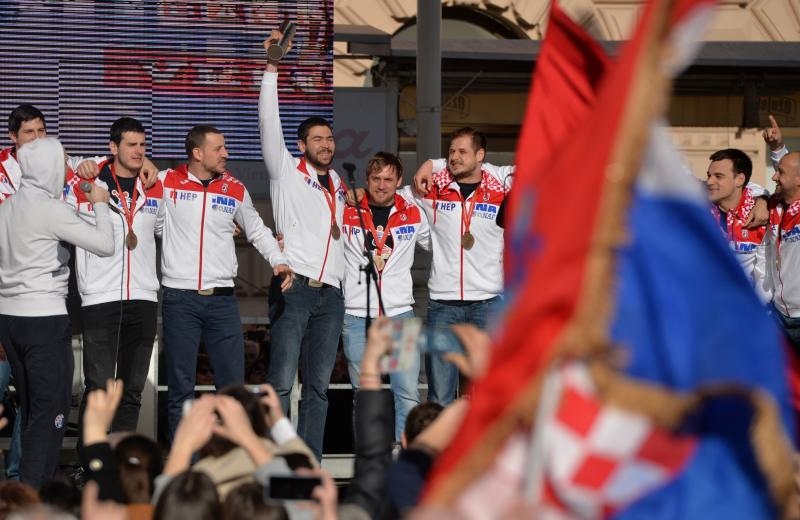 Svečani doček rukometaša u na Trgu bana Josipa Jelačića nakon osvajanja brončane medalje na Europskom prvenstvu u Poljskoj.