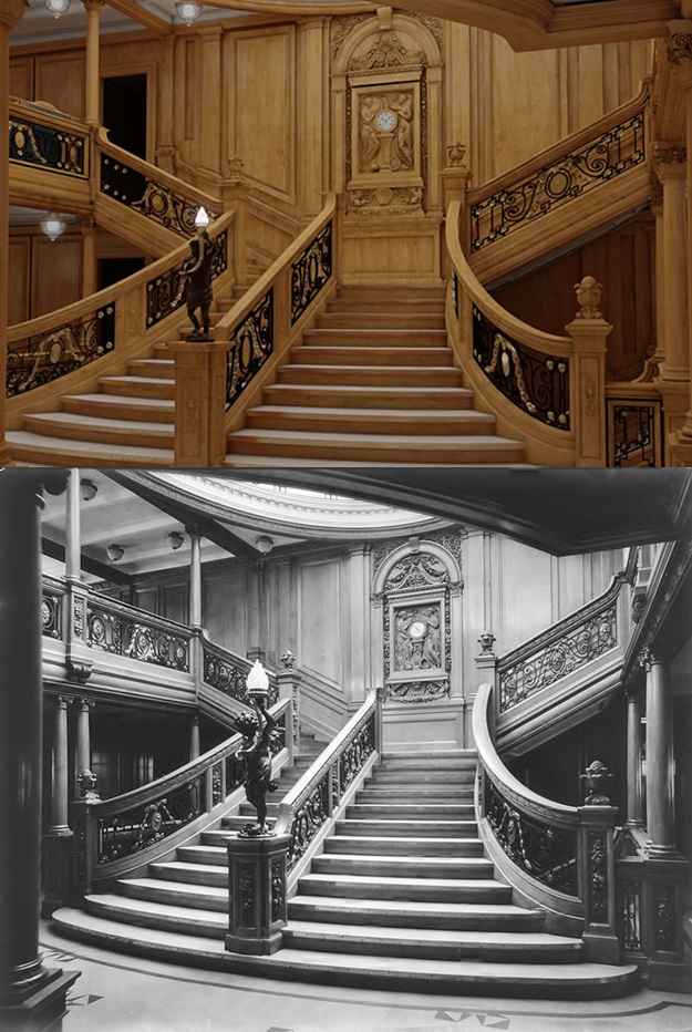 Na slici gore je stubište replike, a na slici dolje originalno stubište