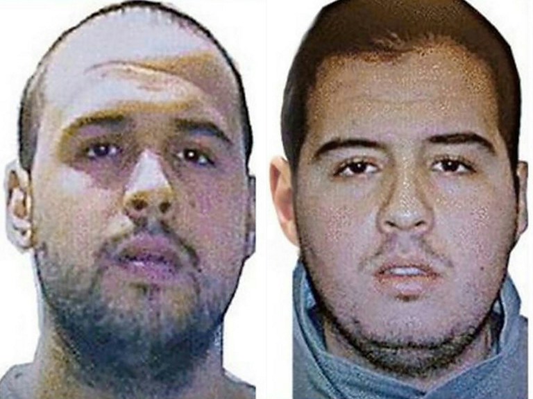 (COMBO) This combination of handout pictures obtained via Interpol on March 23, 2016 shows Khalid (L) and Ibrahim (R) El Bakraoui, the two Belgian brothers identified as the suicide bombers who struck Brussels on March 22, 2016, as a manhunt for a third assailant in Belgium's bloodiest terror assault gained pace. Two suicide blasts hit Brussels' Zaventem airport on March 22, 2016 morning followed soon after by a third on a train at Maalbeek station, close to the European Union's institutions, just as rush-hour commuters were heading to work. The triple blasts that killed some 30 people and left around 250 injured was claimed by the Islamic State jihadist group. / AFP / Interpol / - / RESTRICTED TO EDITORIAL USE - MANDATORY CREDIT "AFP PHOTO / INTERPOL- NO MARKETING NO ADVERTISING CAMPAIGNS - DISTRIBUTED AS A SERVICE TO CLIENTS
