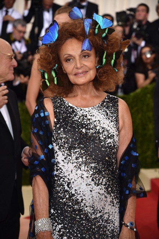 NEW YORK, NY - MAY 02: Designer Diane von Furstenberg attends the "Manus x Machina: Fashion In An Age Of Technology" Costume Institute Gala at Metropolitan Museum of Art on May 2, 2016 in New York City. Dimitrios Kambouris/Getty Images/AFP