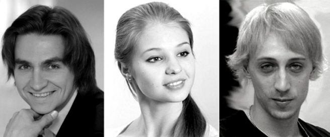 (FILES) This combo of undated file pictures released by Bolshoi Theatre shows Bolshoi Ballet soloist Pavel Dmitrichenko (R), who has been charged with ordering the acid attack on Bolshoi Ballet artistic director, Sergei Filin (L), Bolshoi Ballet ballerina, Anzhelina Vorontsova (C), Dmitrichenko's girlfriend, who had been involved in conflicts with Filin over the allocation of roles. Russian officials announced today the sacking of Bolshoi Theatre director Anatoly Iksanov following a series of scandals including the horrific January acid attack on its artistic director Sergei Filin. AFP PHOTO / BOLSHOI THEATRE == RESTRICTED TO EDITORIAL USE AND EDITORIAL SALES -- MANDATORY CREDIT "AFP PHOTO / BOLSHOI THEATRE"- NO MARKETING NO ADVERTISING CAMPAIGNS - DISTRIBUTED AS A SERVICE TO CLIENTS == / AFP PHOTO / BOLSHOI THEATRE / -