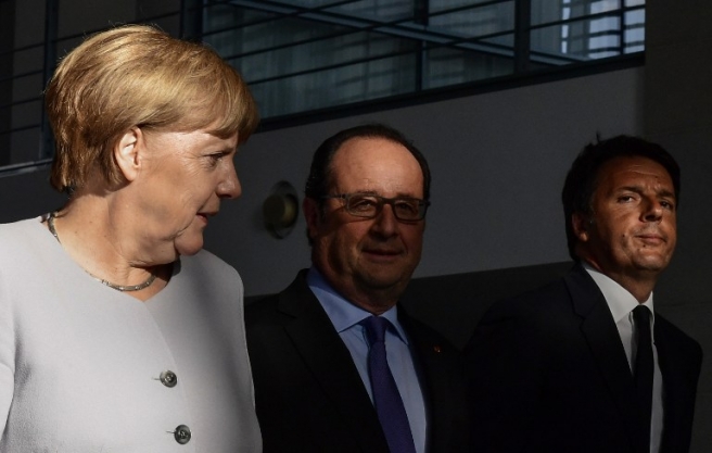 Angela Merkel, Francois Hollande i Matteo Renzi