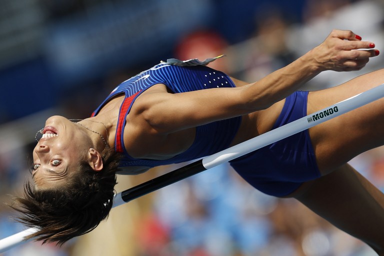 Croatia's Blanka Vlasic competes in the Women's High Jump Qualifying Round during the athletics event at the Rio 2016 Olympic Games at the Olympic Stadium in Rio de Janeiro on August 18, 2016. / AFP PHOTO / Adrian DENNIS
