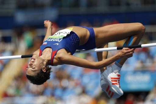 Croatia's Blanka Vlasic competes in the Women's High Jump Qualifying Round during the athletics event at the Rio 2016 Olympic Games at the Olympic Stadium in Rio de Janeiro on August 18, 2016. / AFP PHOTO / Adrian DENNIS