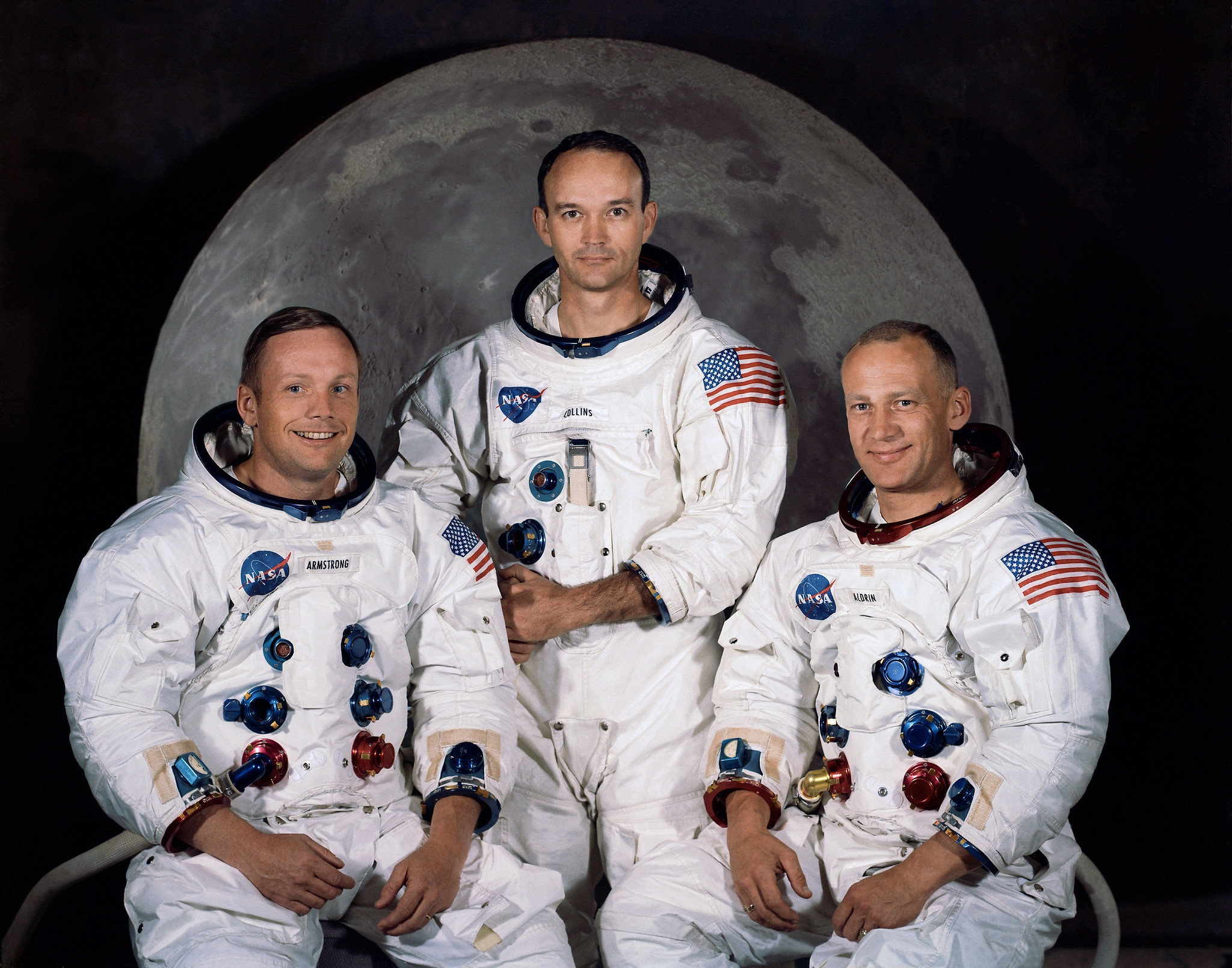 Službeni portret astronauta misije Apollo 11, na fotografiji slijeva prema desno: Armstrong, Collins, Aldrin.