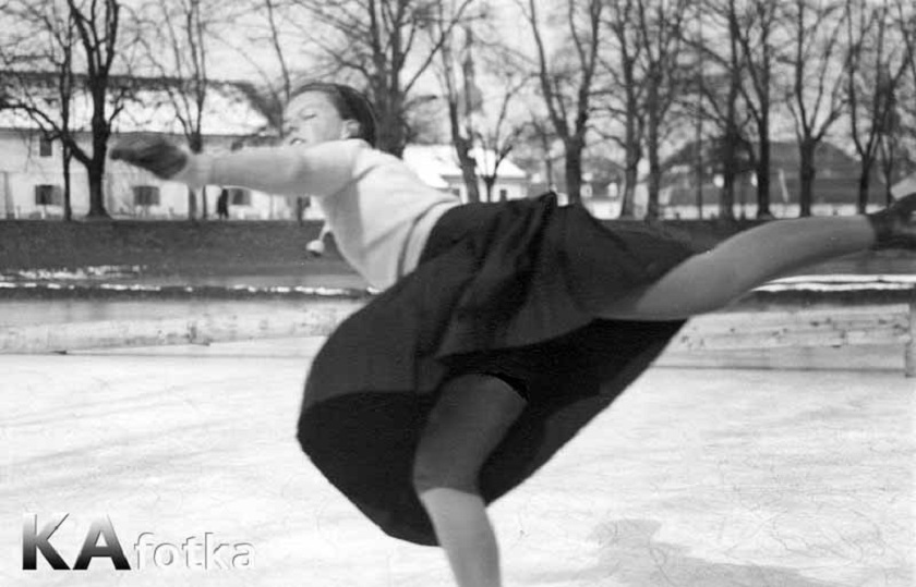 Dora Baeuerle na klizalištu pored Hrvatskog doma 2. siječnja 1938.