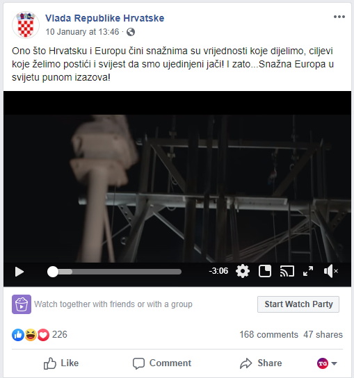 Službeni Facebook profil Vlade Republike Hrvatske oglasio se posljednji puta u petak popodne, kada su objavili promotivni video o predsjedanju Hrvatske Vijećem Europe.
