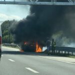 Drama na A3: vatrena buktinja guta automobil, crni dim prekrio autocestu, HAK objavio upozorenje